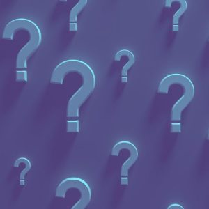 Pattern of glowing question marks on a blue background used to promote Trivia Night at Ford House, a lively social trivia event.